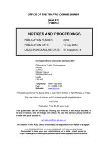 Notices and proceedings for Wales