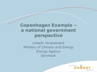 Copenhagen Example – a national government perspective Lisbeth Strandmark Ministry of Climate and Energy Energy Agency