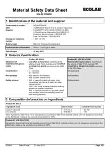 Material Safety Data Sheet SOLID POWER 1. Identification of the material and supplier Trade name of product ADG