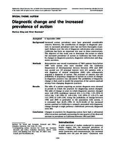 Abnormal psychology / Pervasive developmental disorders / Neurological disorders / Childhood psychiatric disorders / Epidemiology / Epidemiology of autism / Asperger syndrome / Diagnostic and Statistical Manual of Mental Disorders / Spectrum approach / Psychiatry / Health / Autism