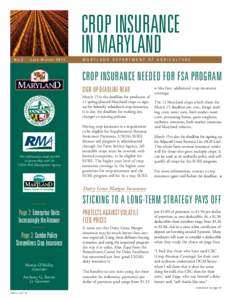 CROP INSURANCE IN MARYLAND N o. 2 Late Winter 2011