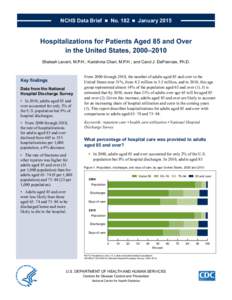 NCHS Data Brief  ■  No. 182  ■  January[removed]Hospitalizations for Patients Aged 85 and Over in the United States, 2000–2010 Shaleah Levant, M.P.H.; Karishma Chari, M.P.H.; and Carol J. DeFrances, Ph.D.