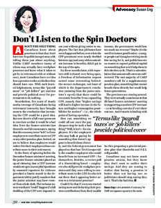 Advocacy Susan Eng  Don’t Listen to the Spin Doctors 32 – JUNE 2014 everythingzoomer.com