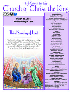 Welcome to the 30 Lamarck Drive Snyder New York[removed]March 23, 2014 Third Sunday of Lent