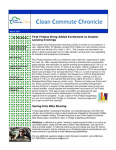 Clean Commute Chronicle March 2011 In This Issue  First Fridays Bring