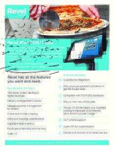 Revel iPad POS | Pizza  Grow your business with the Revel Pizza POS today. Ensure all deliveries are made on time with driver tracking. Easily input orders that request different toppings on each pizza. Start managing in