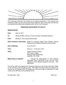 The Tennessee Sunshine Law Passed by the General Assembly in 1974 requires that meetings of state, city and county government bodies be open to the public and that any such governmental body give adequate public notice o