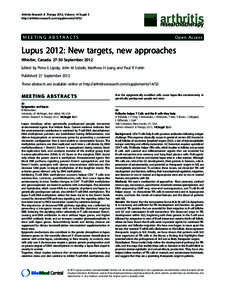 Arthritis Research & Therapy 2012, Volume 14 Suppl 3 http://arthritis-research.com/supplements/14/S3 MEETING ABSTRACTS  Open Access