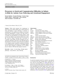 J Autism Dev Disord DOI[removed]s10803[removed]y ORIGINAL PAPER  Precursors to Social and Communication Difficulties in Infants