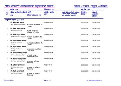 िवषेश कायर्कारी अिधकार्यांच्या िनयुक्त्यांची माहीती अ. ब. इष्टांक :336