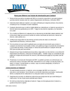 DMV 503S  Steps to Obtain a Driver Authorization Card - Spanish