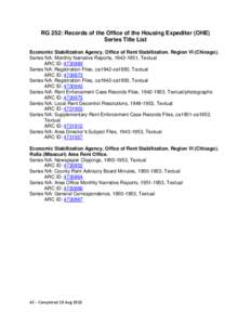 RG 252: Records of the Office of the Housing Expediter [OHE] Series Title List