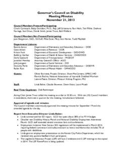 Governor’s Council on Disability - Meeting Minutes - November 21, 2013