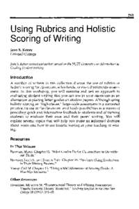 291  Using Rubrics and Holistic Scoring of Writing Jean S. Ketter Grinnell College