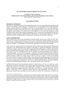 Aid / Evaluation methods / DAC Network on Development Evaluation / Aid effectiveness / Evaluation / Development aid / Development Assistance Committee / Capacity building / Empowerment evaluation / Development / International economics / International development