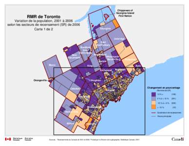 Chippewas of Georgina Island First Nation RMR de Toronto Variation de la population, 2001 à 2006