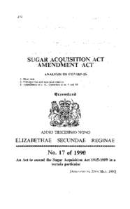 272  SUGAR ACQUISITION ACT AMENDMENT ACT ANALYSIS OF CONTENTS 1. Short title