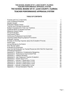 THE SCHOOL BOARD OF ST. LUCIE COUNTY, FLORIDA TEACHER PERFORMANCE APPRAISAL SYSTEM