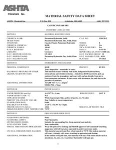 MATERIAL SAFETY DATA SHEET ASHTA Chemicals Inc. P.O. Box 858  Ashtabula, OH 44005