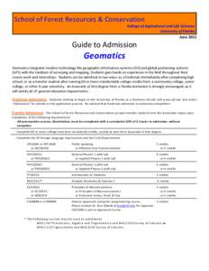 School of Forest Resources & Conservation College of Agricultural and Life Sciences University of Florida JuneGuide to Admission