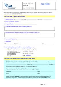 Form No. FOD.F.122  FOD FORM 4 Version No. 4 Issue Date: 