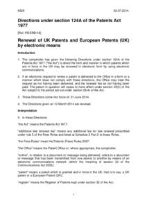 [removed]. Directions under section 124A of the Patents Act 1977