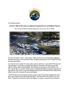    	
   For Immediate Release Governor’s Office of Storm Recovery Applauds Exceptional Recovery and Resiliency Proposals