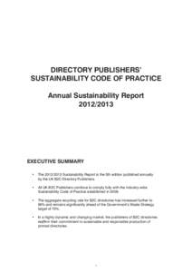 DIRECTORY PUBLISHERS’ SUSTAINABILITY CODE OF PRACTICE Annual Sustainability ReportEXECUTIVE SUMMARY