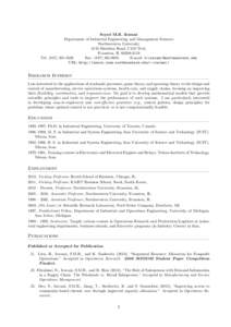 Seyed M.R. Iravani Department of Industrial Engineering and Management Sciences Northwestern University 2145 Sheridan Road, C210 Tech. Evanston, ILTel: (