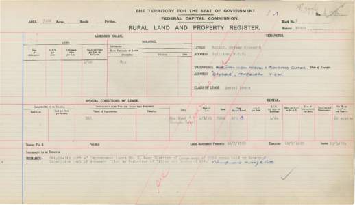 Department of the Interior Property and Tenancy Ledger