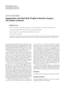Sugammadex and Ideal Body Weight in Bariatric Surgery: The Debate Continues