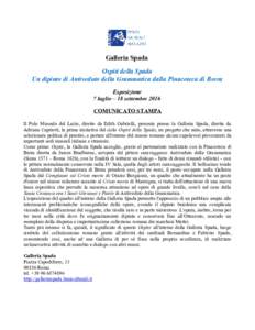 Galleria Spada Ospiti della Spada Un dipinto di Antiveduto della Grammatica dalla Pinacoteca di Brera Esposizione 7 luglio – 18 settembre 2016 COMUNICATO STAMPA