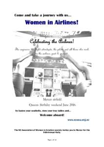 The NZ Association of Women in Aviation warmly invites you to Mercer for the 56th Annual Rally. Page 1 of 10  New Zealand Association of