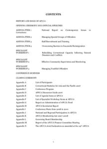 CONTENTS HISTORY AND ROLE OF APCCA OPENING CEREMONY AND OFFICIAL SPEECHES AGENDA ITEM 1 Corrections