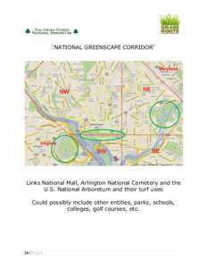 ‘NATIONAL GREENSCAPE CORRIDOR’  Links National Mall, Arlington National Cemetery and the U.S. National Arboretum and their turf uses Could possibly include other entities, parks, schools, colleges, golf courses, etc.