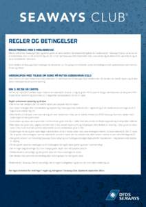 SEAWAYS CLUB  R REGLER OG BETINGELSER REGISTRERING MED E-MAILADRESSE