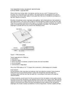 THE OMNIDIRECTIONAL BOUNDARY MICROPHONE by Bruce Bartlett Copyright 2009 What is that funny looking “plate” microphone, and how can you use it? Chances are it’s a