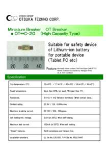 OTSUKA GROUP  OTSUKA TECHNO CORP. Miniature Breaker OT Breaker ■ OT**COT**C-２0 （High Capacity Type） Type）