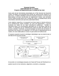 1 Resumen Ejecutivo HABITABILIDAD DE LA CIUDAD Proyecto de Regeneración para la ciudad de San José Como parte de las herramientas presentadas por el Plan Nacional de Desarrollo Urbano, se elaboró una propuesta para or