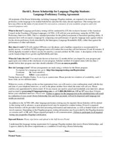 Oral Proficiency Interview / Education in the United States / Pedagogy / Language proficiency / National Security Education Program / David L. Boren / Language assessment / Test / Interagency Language Roundtable / Education / Language education / Language certification