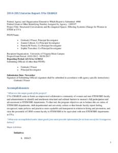 Interim Report: UVa CHARGE Federal Agency and Organization Element to Which Report is Submitted: 4900 Federal Grant or Other Identifying Number Assigned by Agency: Project Title: Structured Conversation