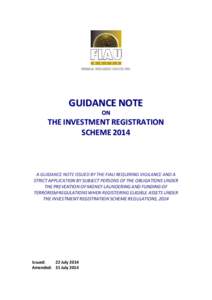 GUIDANCE NOTE ON THE INVESTMENT REGISTRATION SCHEME 2014