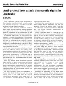 World Socialist Web Site  wsws.org Anti-protest laws attack democratic rights in Australia