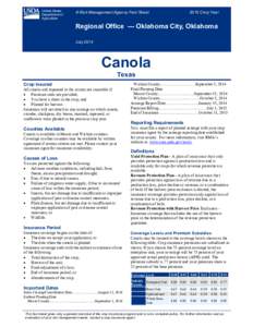 Oklahoma Canola Texas fact sheet