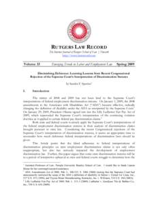 RUTGERS LAW RECORD  The Internet Journal of Rutgers School of Law | Newark http://www.lawrecord.com  Volume 33