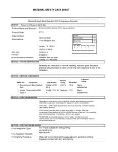 MATERIAL SAFETY DATA SHEET  Bromothymol Blue Solution 0.01% Aqueous Solution SECTION 1 . Product and Company Idenfication  Product Name and Synonym:
