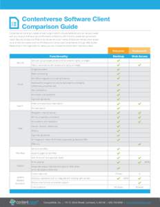 Contentverse Software Client Comparison Guide Contentverse licensing is based on each organization’s unique demands and can be purchased with any mixture of Enterprise and Professional Editions, with the only caveat be