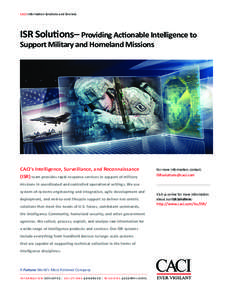 Intelligence / Military / National security / Knowledge / Joint Functional Component Command for Intelligence /  Surveillance and Reconnaissance / CACI / System of systems / C4ISTAR