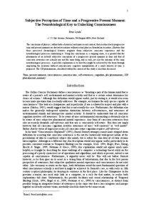 Cognition / Consciousness / Neuropsychology / Mental processes / Neural correlates of consciousness / Awareness / Self-awareness / Peter Lynds / Neural correlate / Mind / Cognitive science / Philosophy of mind