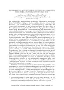 BIOGRAMME DER MITGLIEDER DER HISTORISCHEN KOMMISSION DER SUDETENLÄNDER IM GRÜNDUNGSJAHR 1954 Bearbeitet von K. Erik Franzen und Helena Peřinová mit Nachträgen und mehrfacher Aktualisierung von Robert Luft (Stand: 18